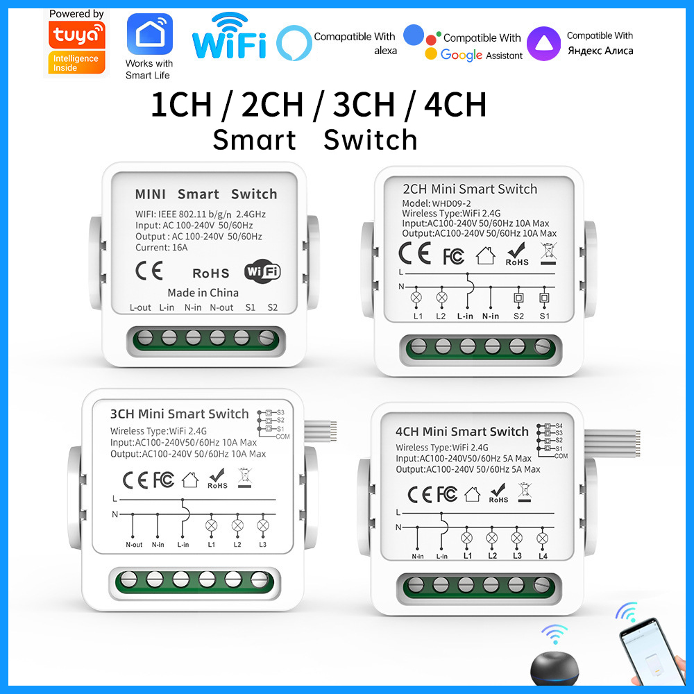 Tuya WiFi Smart Switch 1/2/3/4 - Smart Home Matter ulasan dan harga