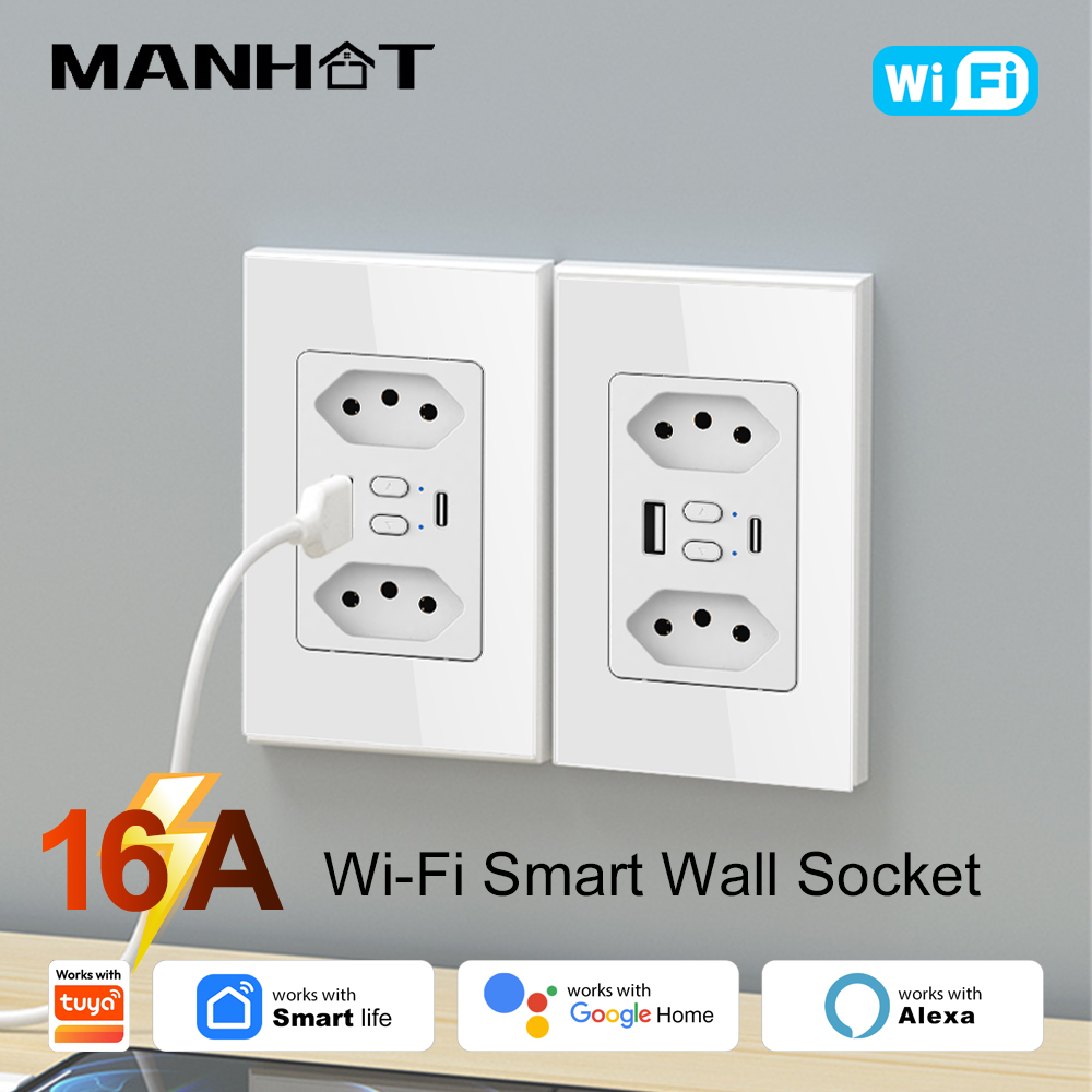 MANHOT Wifi Smart Brazil Socke - Smart Home Matter ulasan dan harga