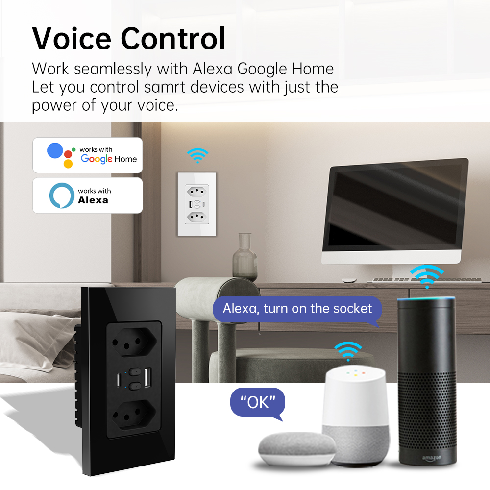 MANHOT Wifi Smart Brazil Socke - Smart Home Matter ulasan dan harga