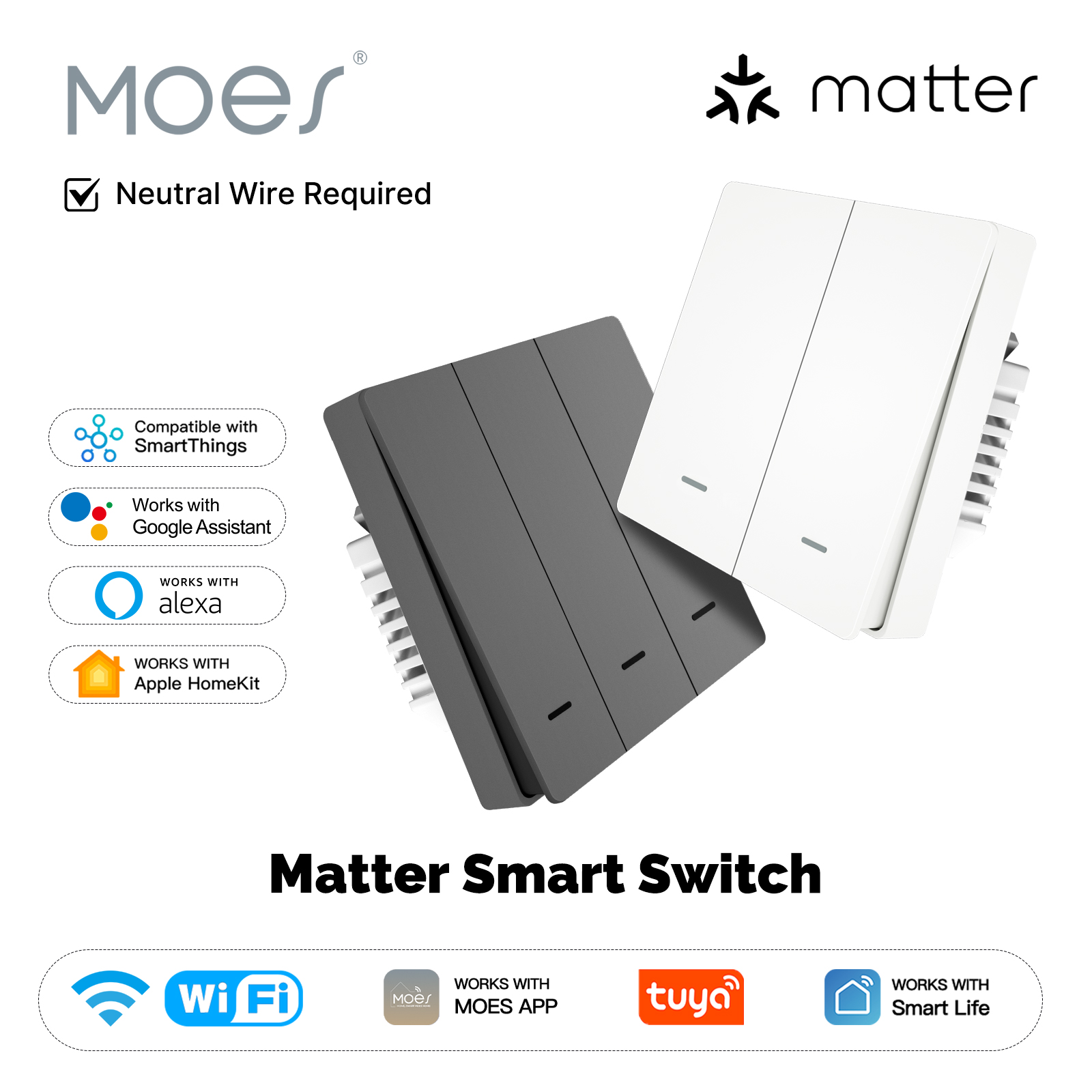 MOES Matter Tuya WiFi Sakelar  - Smart Home Matter ulasan dan harga