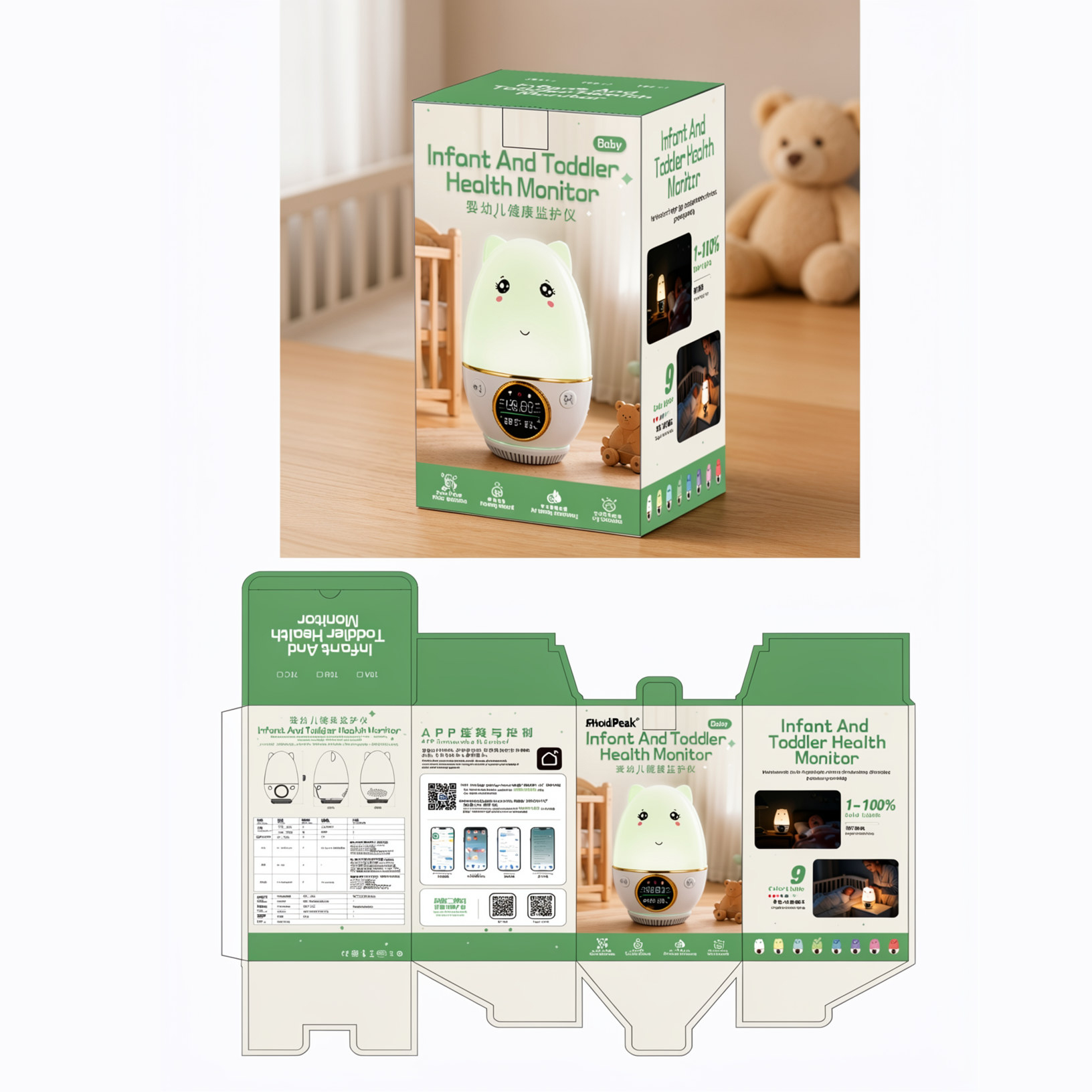 Monitor Bayi Pintar, Tiga Jeni - Smart Baby Night Light ulasan dan harga